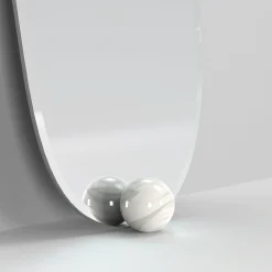 1931 Glass And Calacatta Marble Floor Mirror