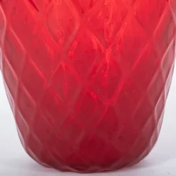 1950 Large Balloton Red Vase with Light-Blue Rim