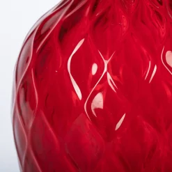 1950 Large Balloton Red Vase with Light-Blue Rim