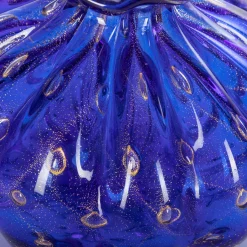 1950 Set of 2 Blue Vases with Gold Bubbles