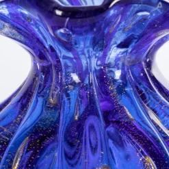 1950 Set of 2 Blue Vases with Gold Bubbles