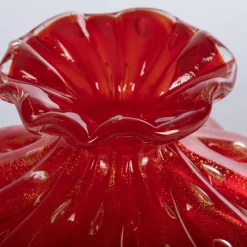 1950 Set of 3 Ruby-Red Vases with Gold Bubbles