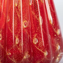1950 Set of 3 Ruby-Red Vases with Gold Bubbles