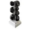 Abbracci Veined Black Marble Sculpture on White Base by Piero Speranza