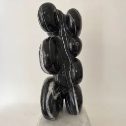 Abbracci Veined Black Marble Sculpture on White Base by Piero Speranza