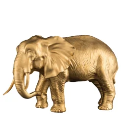 African Father Elephant-Shaped Golden Sculpture