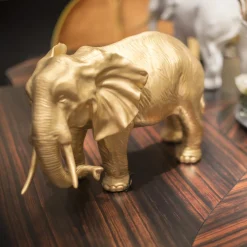 African Father Elephant-Shaped Golden Sculpture