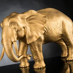 African Father Elephant-Shaped Golden Sculpture