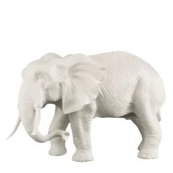 African Father Elephant-Shaped White Sculpture