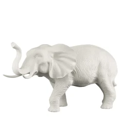 African Mother Elephant White Sculpture