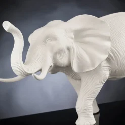 African Mother Elephant White Sculpture