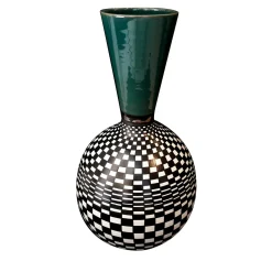 Alambicco Checkered/Green Vase