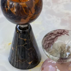 Alchimie Murano Glass Black Emperador Centerpiece