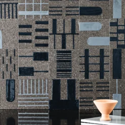 Alfabeto Set of 44 Blue and Gray Tiles by Margherita Rui