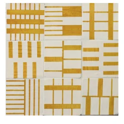 Alfabeto Set of 44 White and Yellow Tiles by Margherita Rui