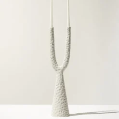 Alpha Matte White Ceramic Candlestick