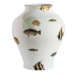 Amami Amphora Porcelain Vase With Tropical Fish H27Cm