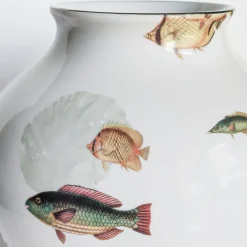 Amami Amphora Porcelain Vase With Tropical Fish H27Cm