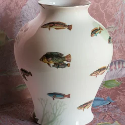 Amami Amphora Porcelain Vase With Tropical Fish H32Cm