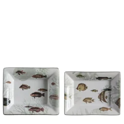 Amami Set Of Porcelain Ashtray And Vide-Poche With Tropical Fish