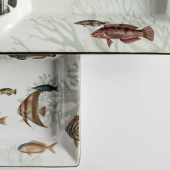 Amami Set Of Porcelain Ashtray And Vide-Poche With Tropical Fish