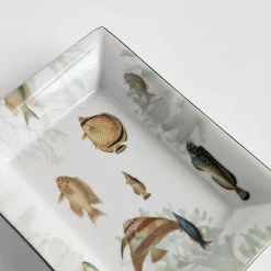 Amami Set Of Porcelain Ashtray And Vide-Poche With Tropical Fish
