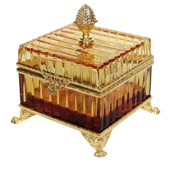 Amber Crystal Jewelry Box with 24K Gold