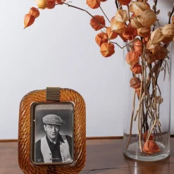 Amber Twisted Glass with Matte Brass Structure Frame