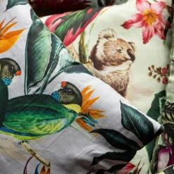 Animalia Linen Cushion With Parrots And Strelitzias