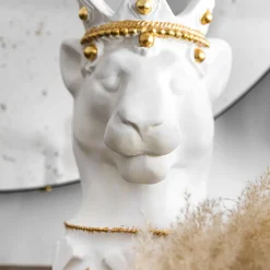 Animalier Puma Bianco Ceramic Vase