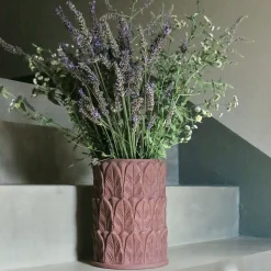 Anne Leaf-Patterned Small Terracotta Stoneware Vase