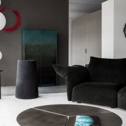 Antibes Truncated-Conical Black Ceramic Vase