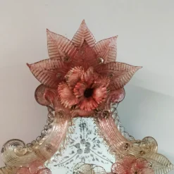 Apollo Pink Murano Glass Mirror by Fratelli Tosi