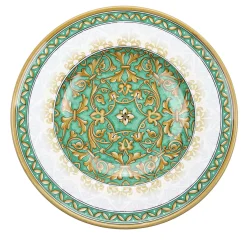Aquamarine Damask Round Decorative Plate
