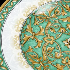 Aquamarine Damask Round Decorative Plate