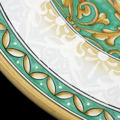 Aquamarine Damask Round Decorative Plate