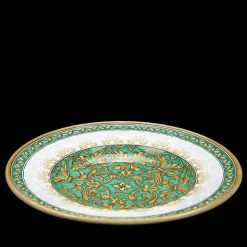 Aquamarine Damask Round Decorative Plate
