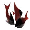 Aquarium Set of Three Ruby and Black Fish
