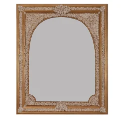 Arched Mirror with Capodimonte Porcelain Flowers and Hand-Painted Gold Highlights
