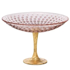 Astra Pink & Gold Leaf Pedestal Centerpiece Bowl