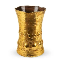 Auri gold Ceramic Vase by Gabriele Mengoni