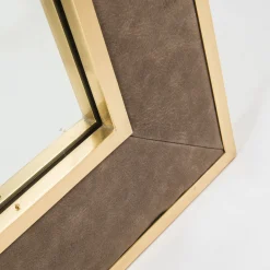 Aurora Leather And Brass Mirror