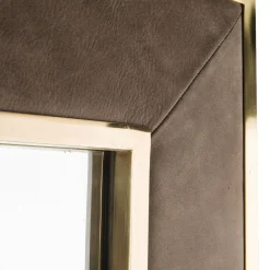 Aurora Leather And Brass Mirror
