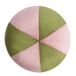 Ball Pink And Light Green Velvet Cushion