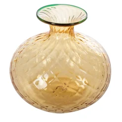 Balloton Light-Amber Vase with Green Rim