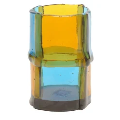 Bamboo Light Blue and Yellow Small Vase by Enzo Mari