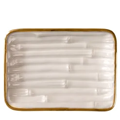 BAMBOO SOAP DISH - WHITE AND GOLD