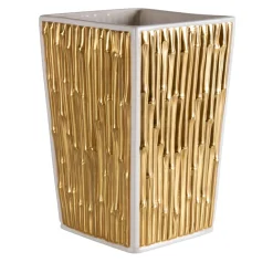 BAMBOO WASTE BASKET - GOLD