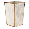 BAMBOO WASTE BASKET - WHITE AND GOLD