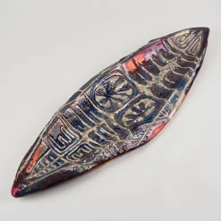 Barca Graffito Boat-Like Polychrome Ceramic Centerpiece Bowl